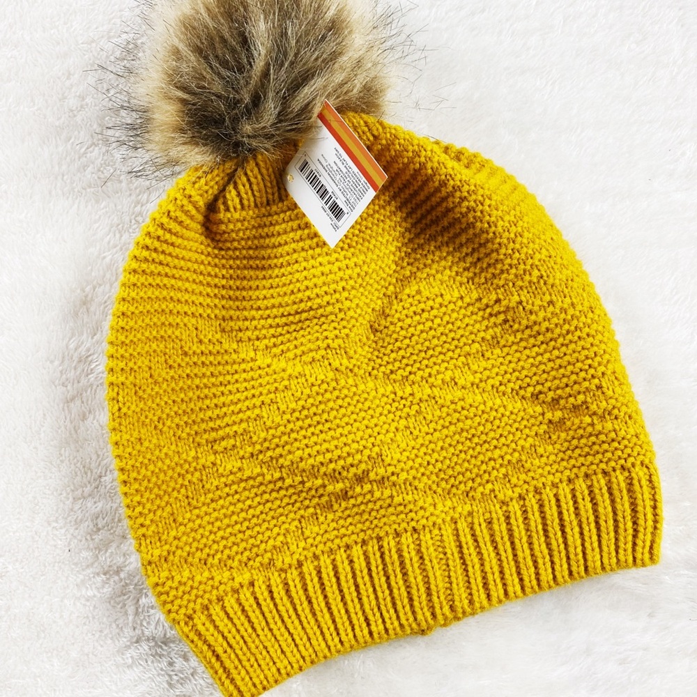Target Mustard Yellow Pompom Winter Beanie New with Tags